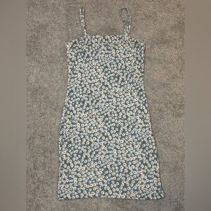SHEIN green flower pattern mini dress
